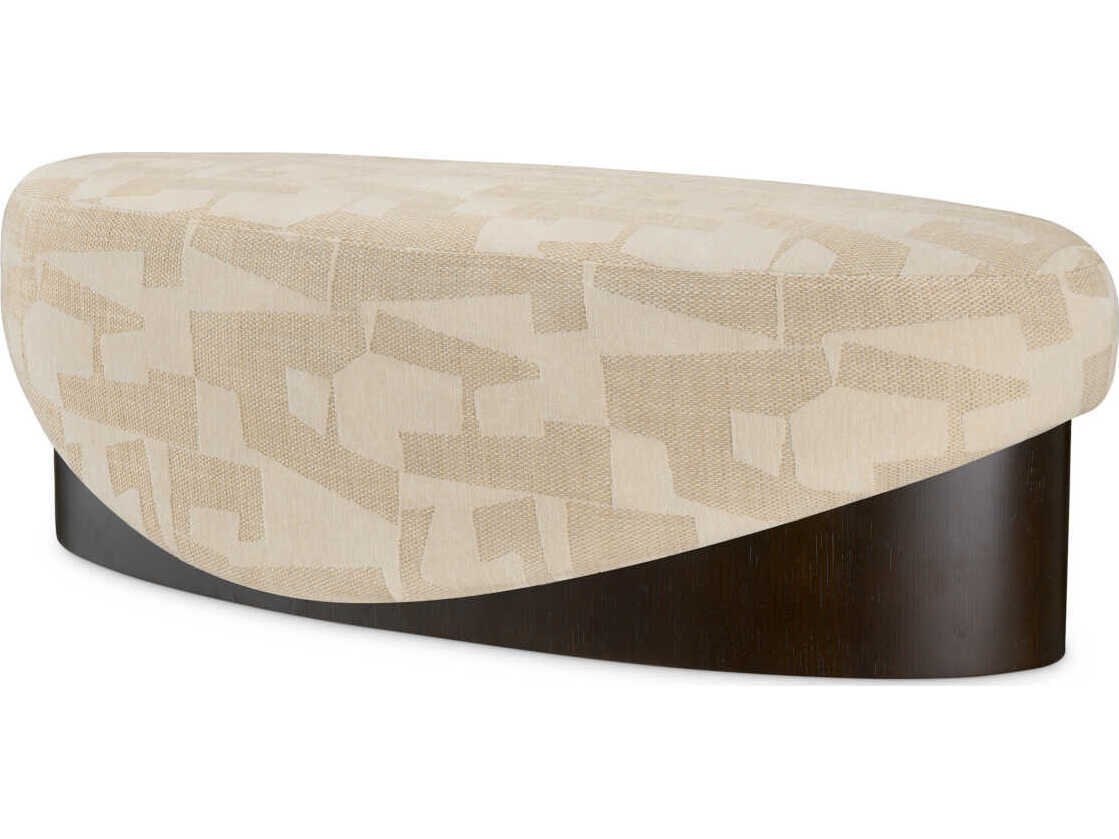 Eichholtz Raymond Brooklyn Sand Oak Veneer Beige Upholstered Accent Bench