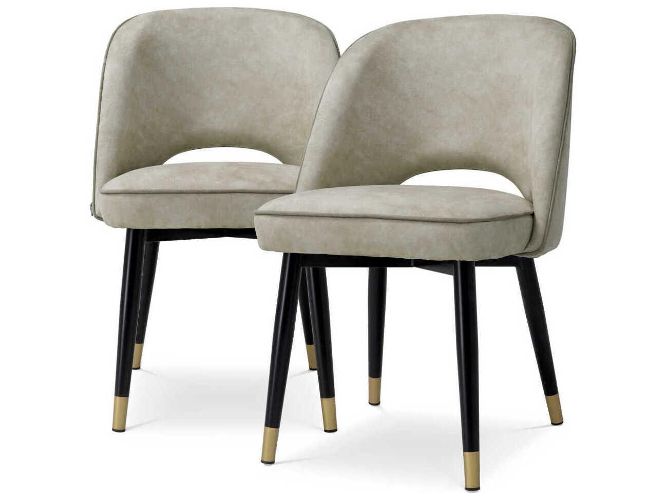 Eichholtz Cliff Silver Upholstered Armless Dining Chair Set of 2