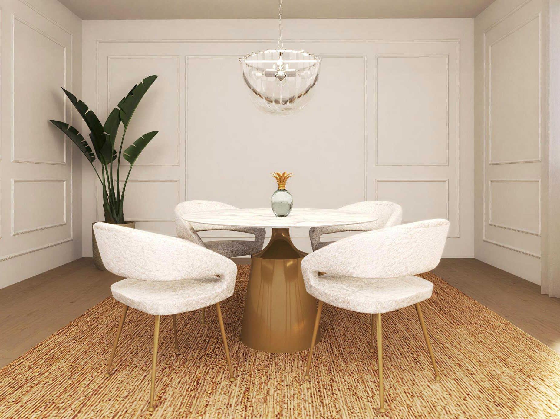 Eichholtz Nathan White Fabric Dining Room Set