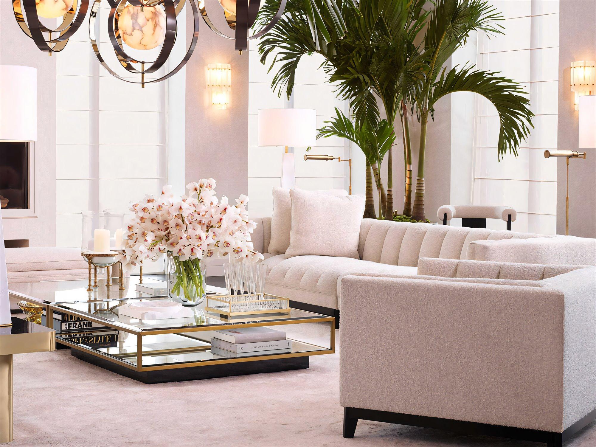 Eichholtz Ryan Cream Boucle Fabric Living Room Set