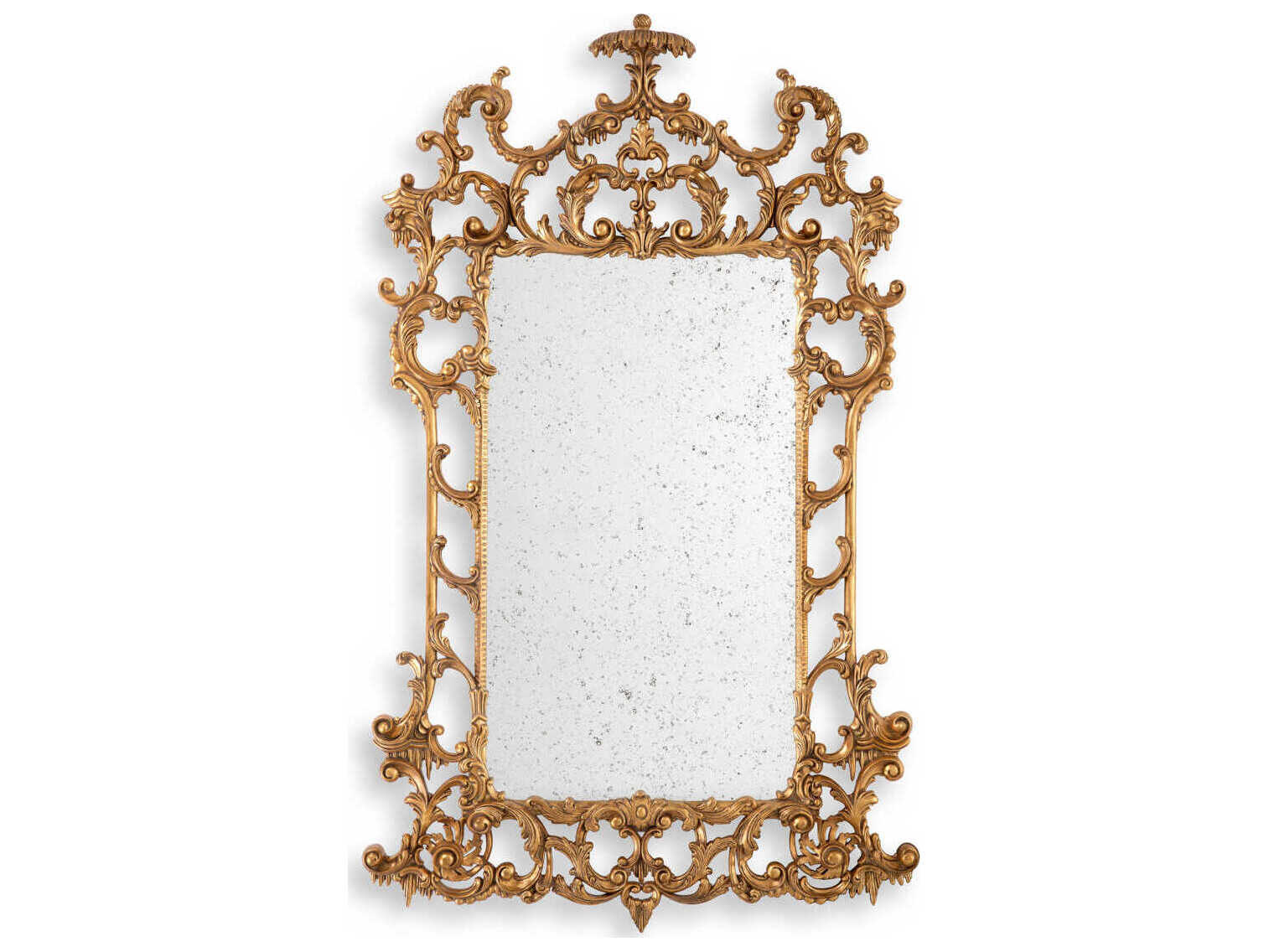 Eichholtz Rococo Antique Gold Mirror Glass Wall Vertical
