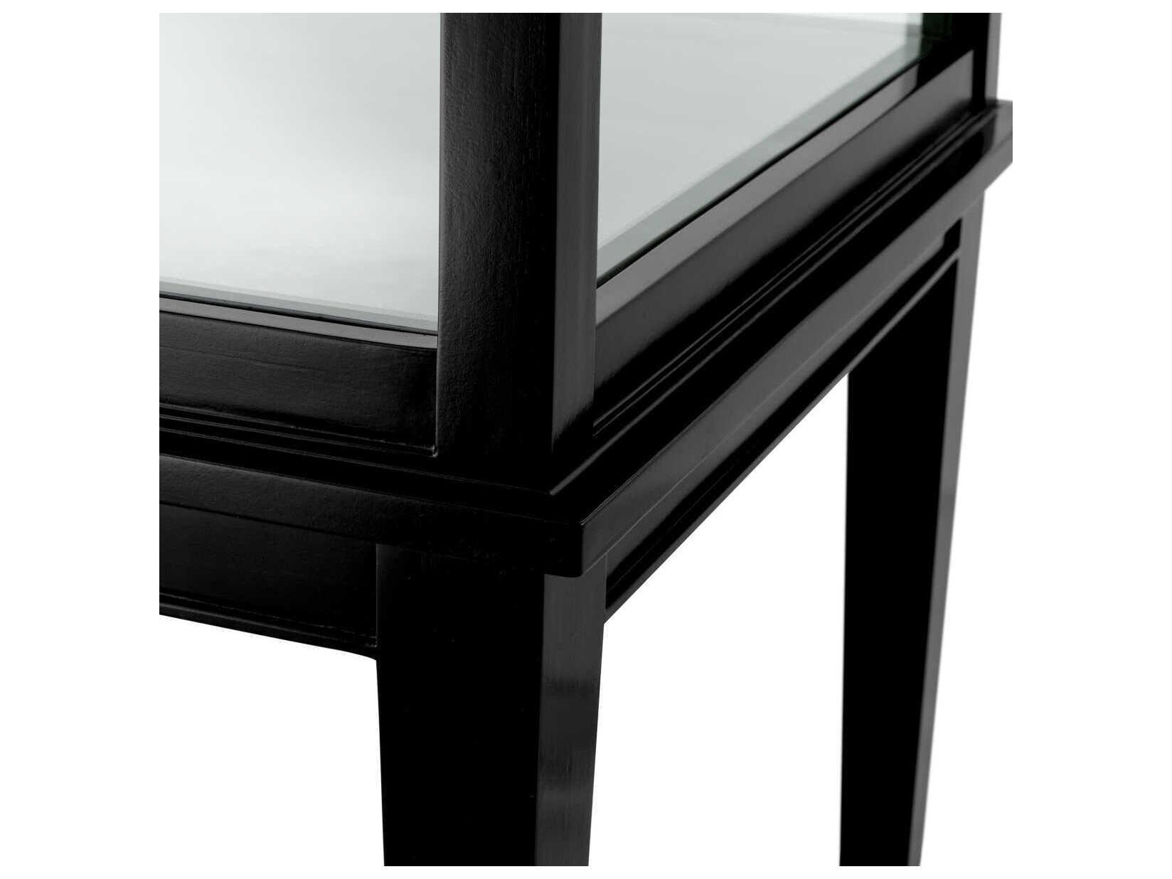 Eichholtz Gallery Solid Wood Black Veneer Clear Glass Display Cabinet