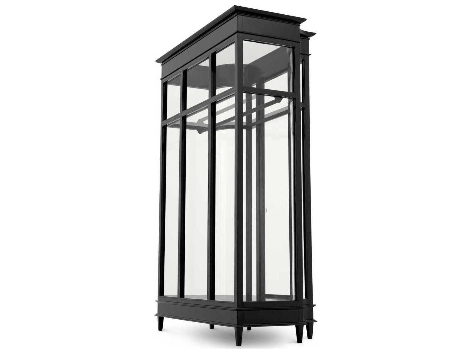 Eichholtz Gala Hardwood Black Clear Glass Display Cabinet