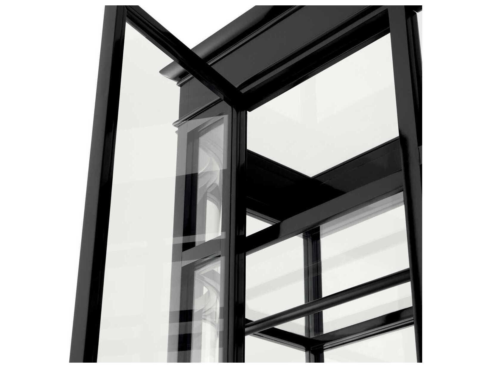 Eichholtz Gala Hardwood Black Clear Glass Display Cabinet