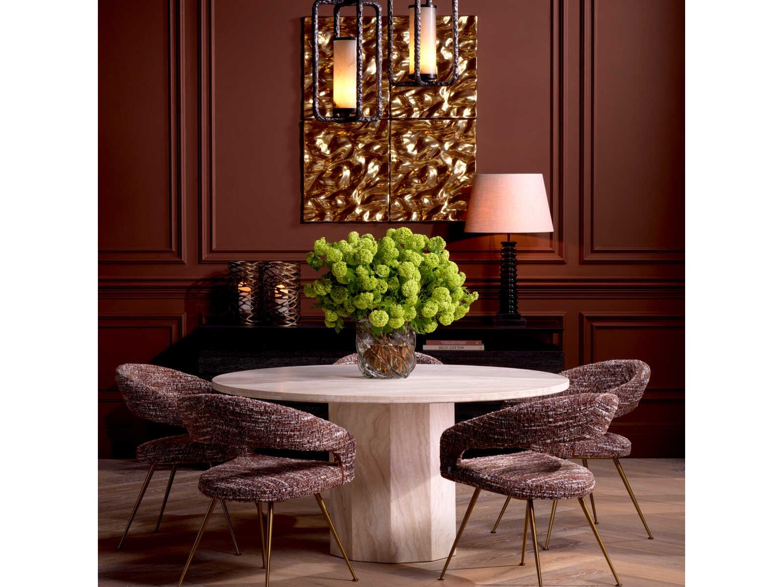 Eichholtz Florence Round Stone Travertine Dining Table