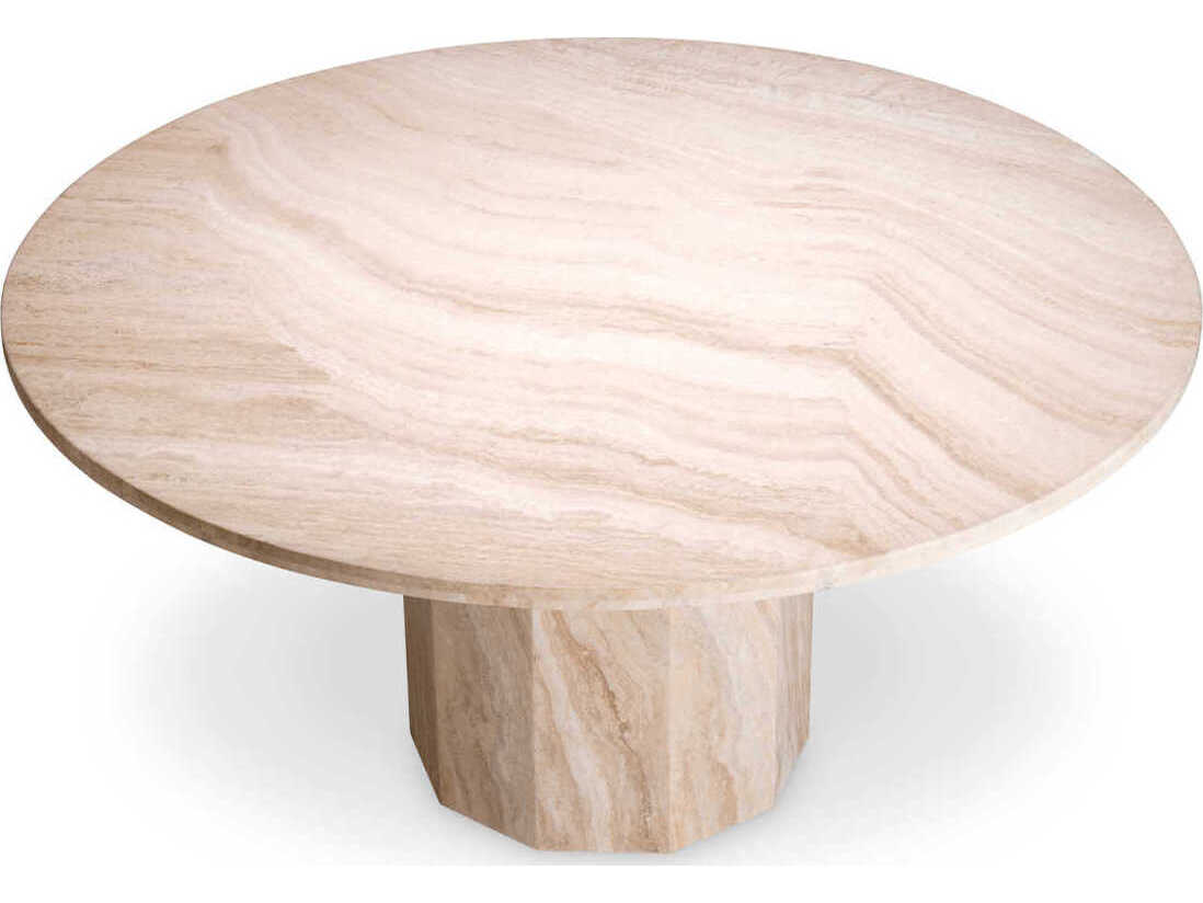 Eichholtz Florence Round Stone Travertine Dining Table