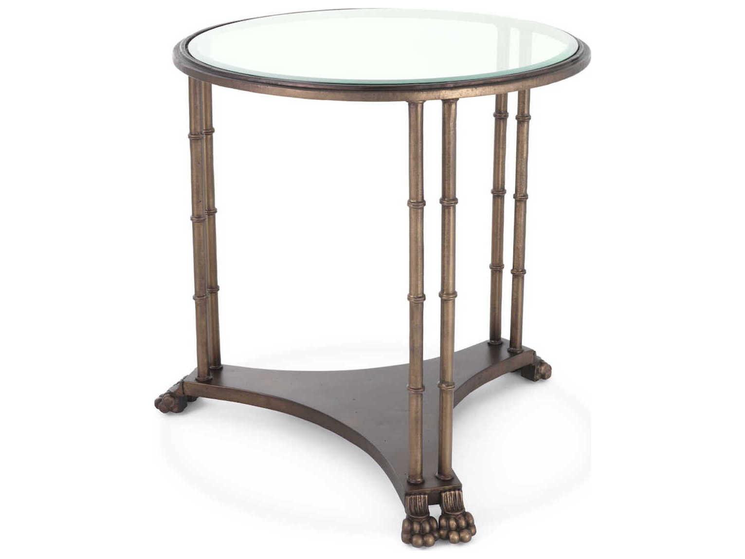 Eichholtz Lioness Round Bronze Bevelled Glass End Table