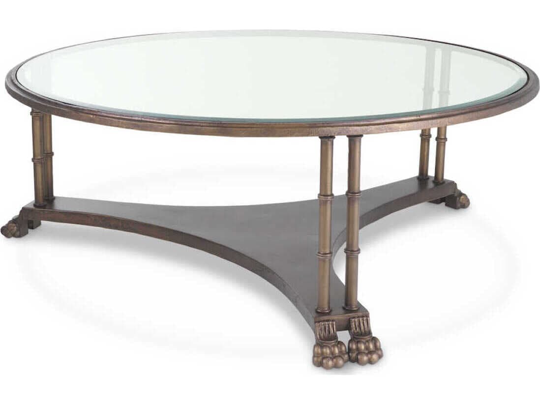 Eichholtz Lioness Round Bronze Bevelled Glass Coffee Table