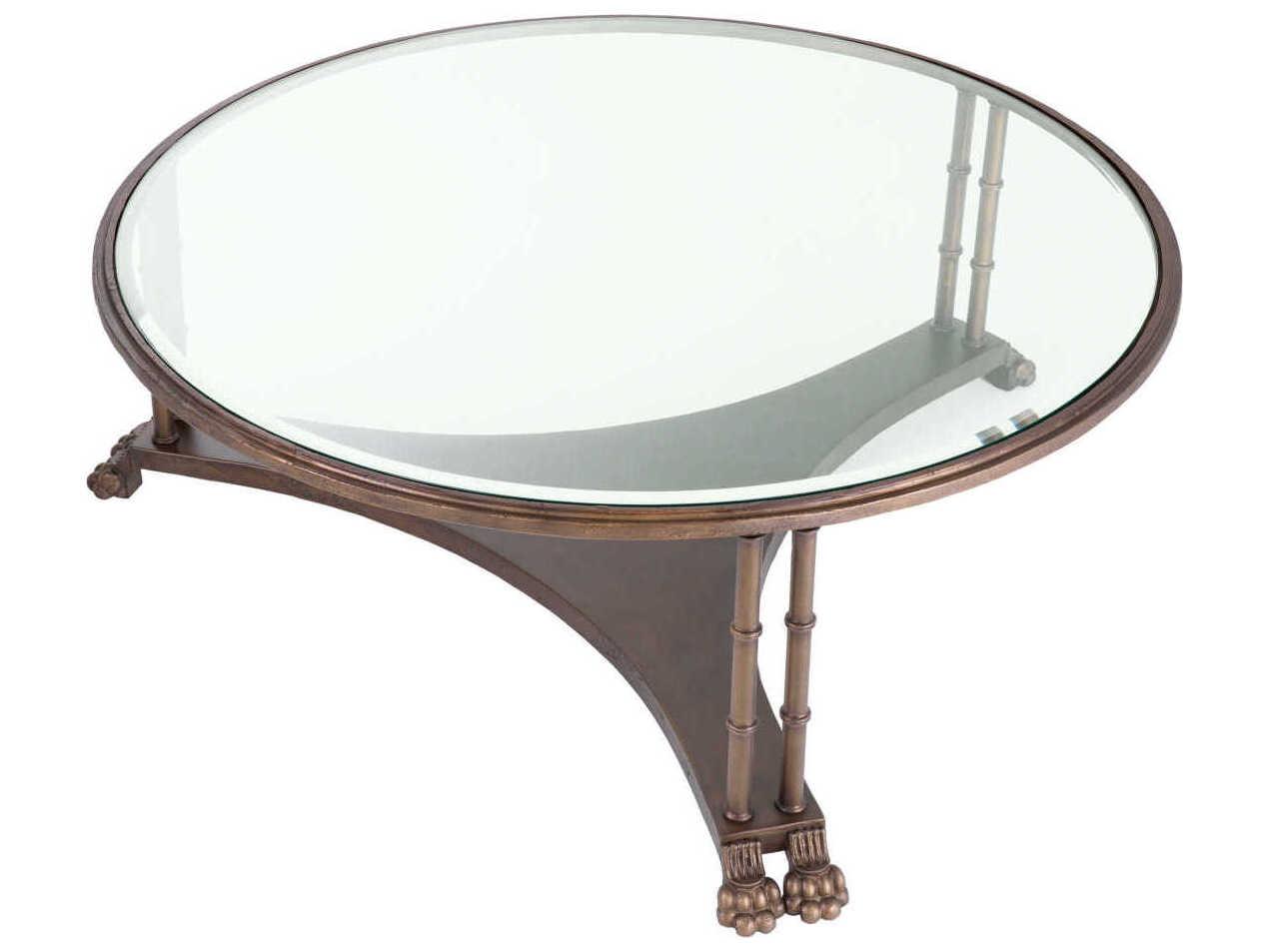 Eichholtz Lioness Round Bronze Bevelled Glass Coffee Table