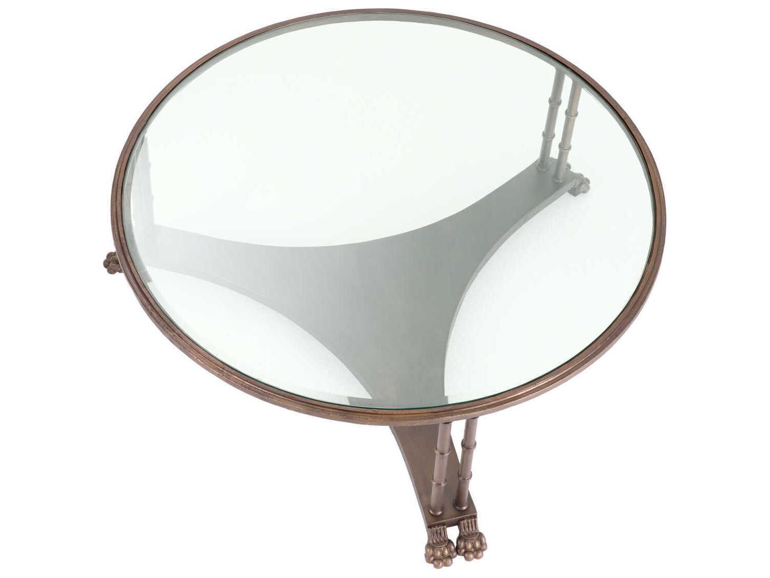 Eichholtz Lioness Round Bronze Bevelled Glass Coffee Table