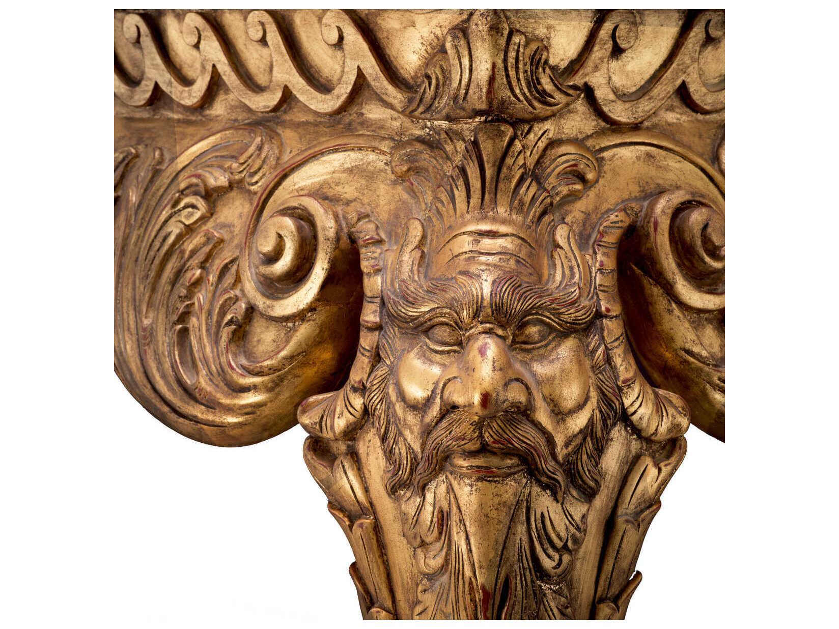 Eichholtz Matthias Rectangular Antique Gold Green Marble Console Table