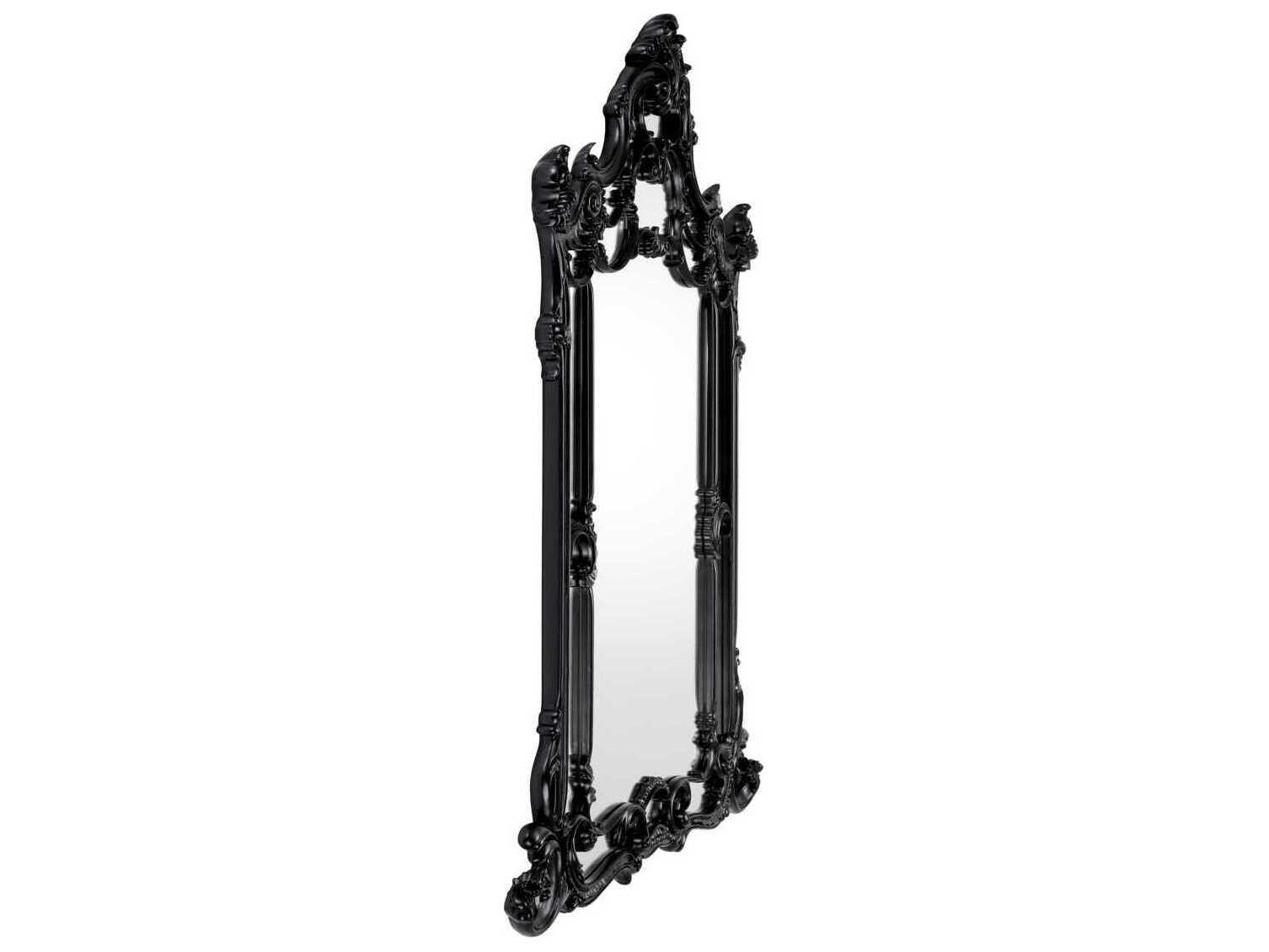 Eichholtz Chippendale Black Bevelled Mirror Glass Wall Vertical