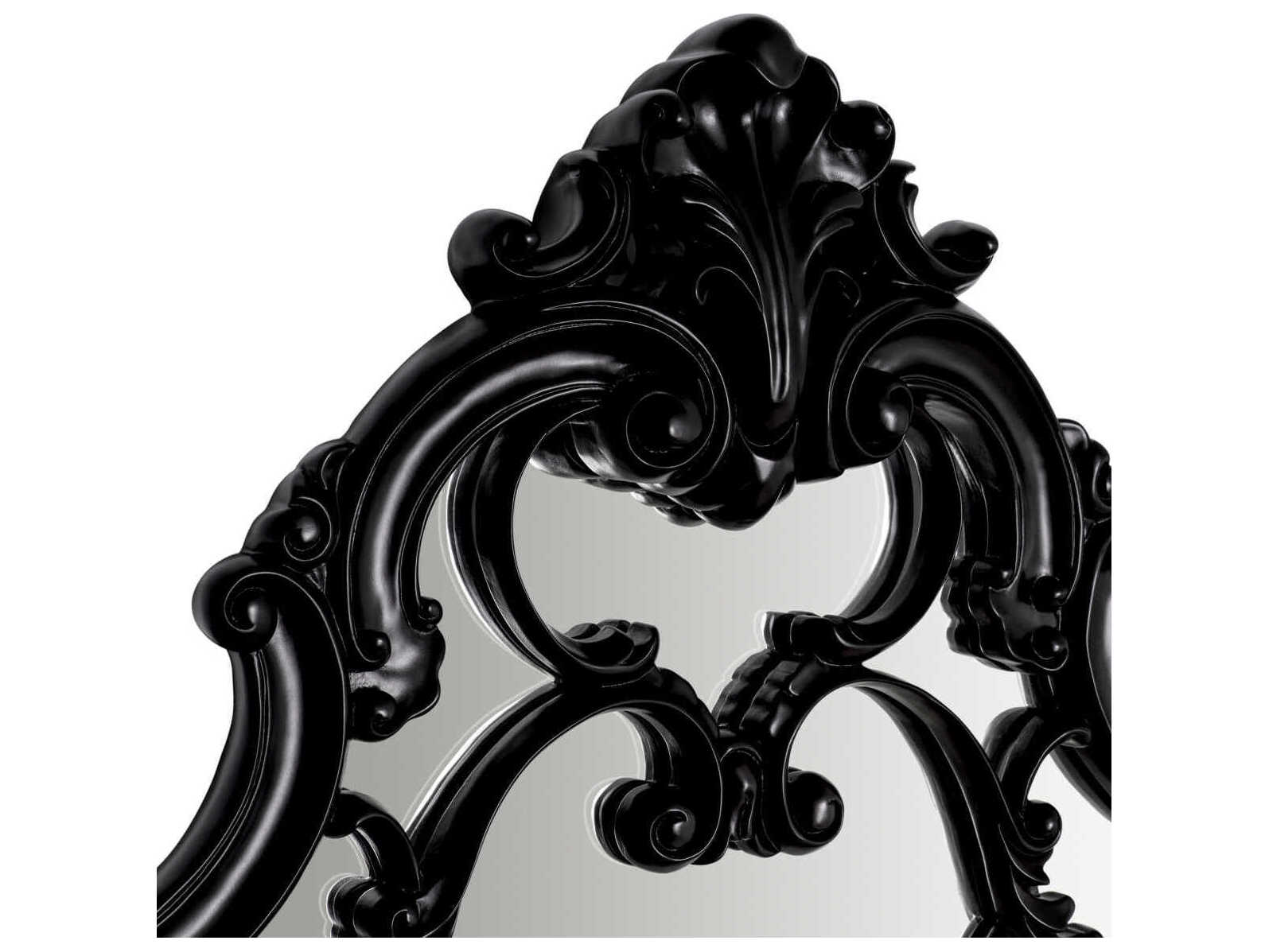 Eichholtz Chippendale Black Bevelled Mirror Glass Wall Vertical