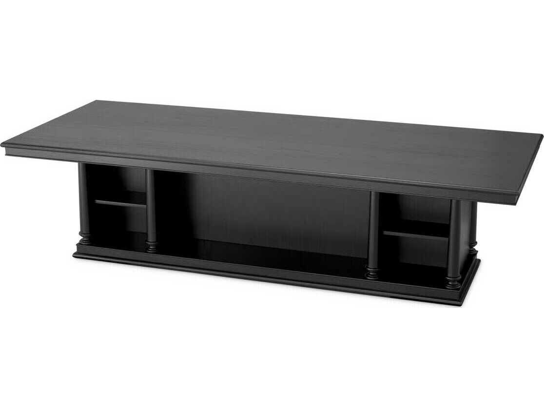Eichholtz Library Rectangular Wood Black Veneer Dining Table