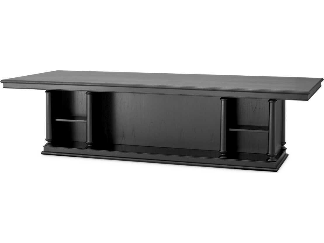 Eichholtz Library Rectangular Wood Black Veneer Dining Table