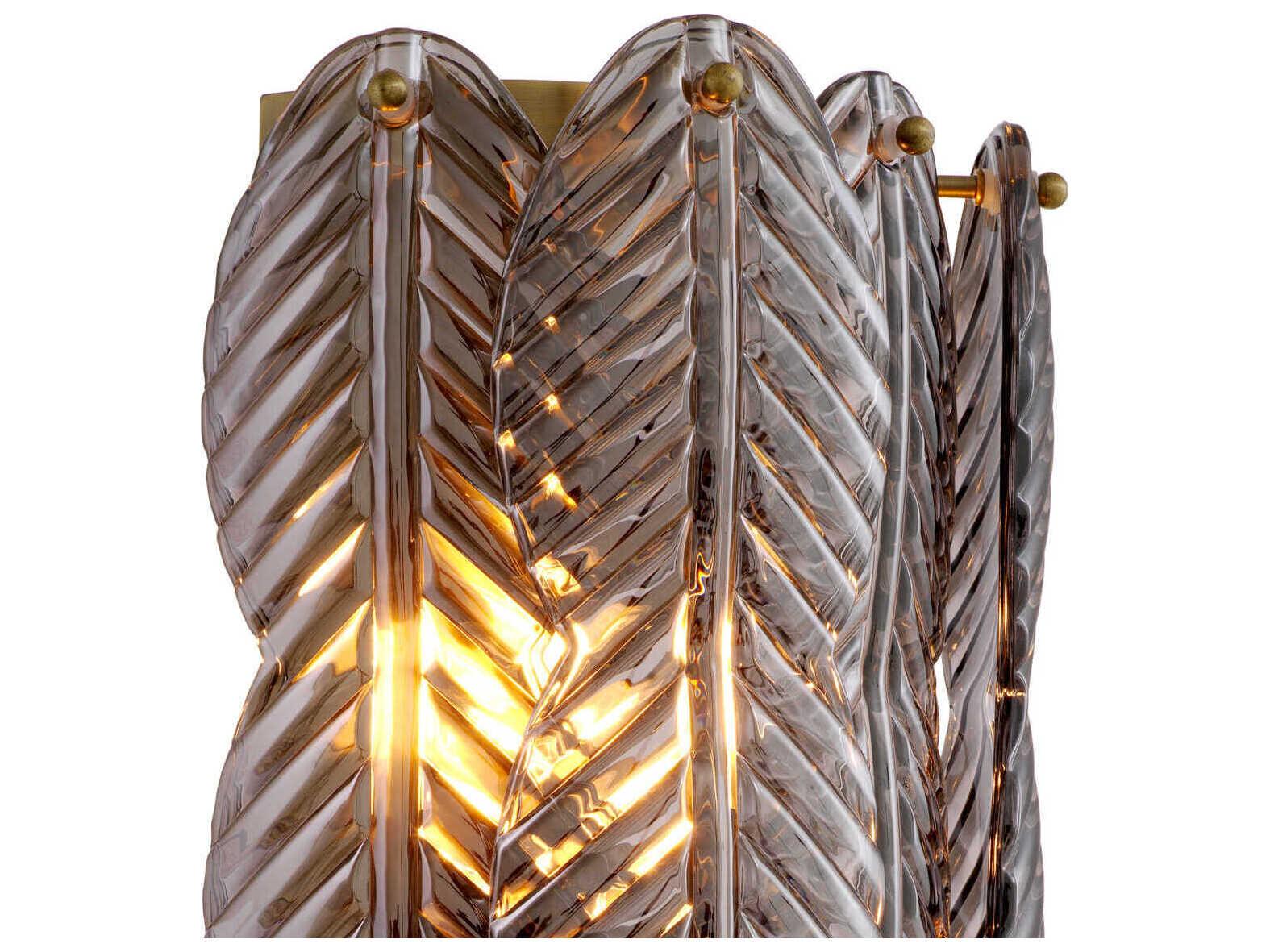 Eichholtz Sahure Brushed Brass Smoke Glass Wall Sconce