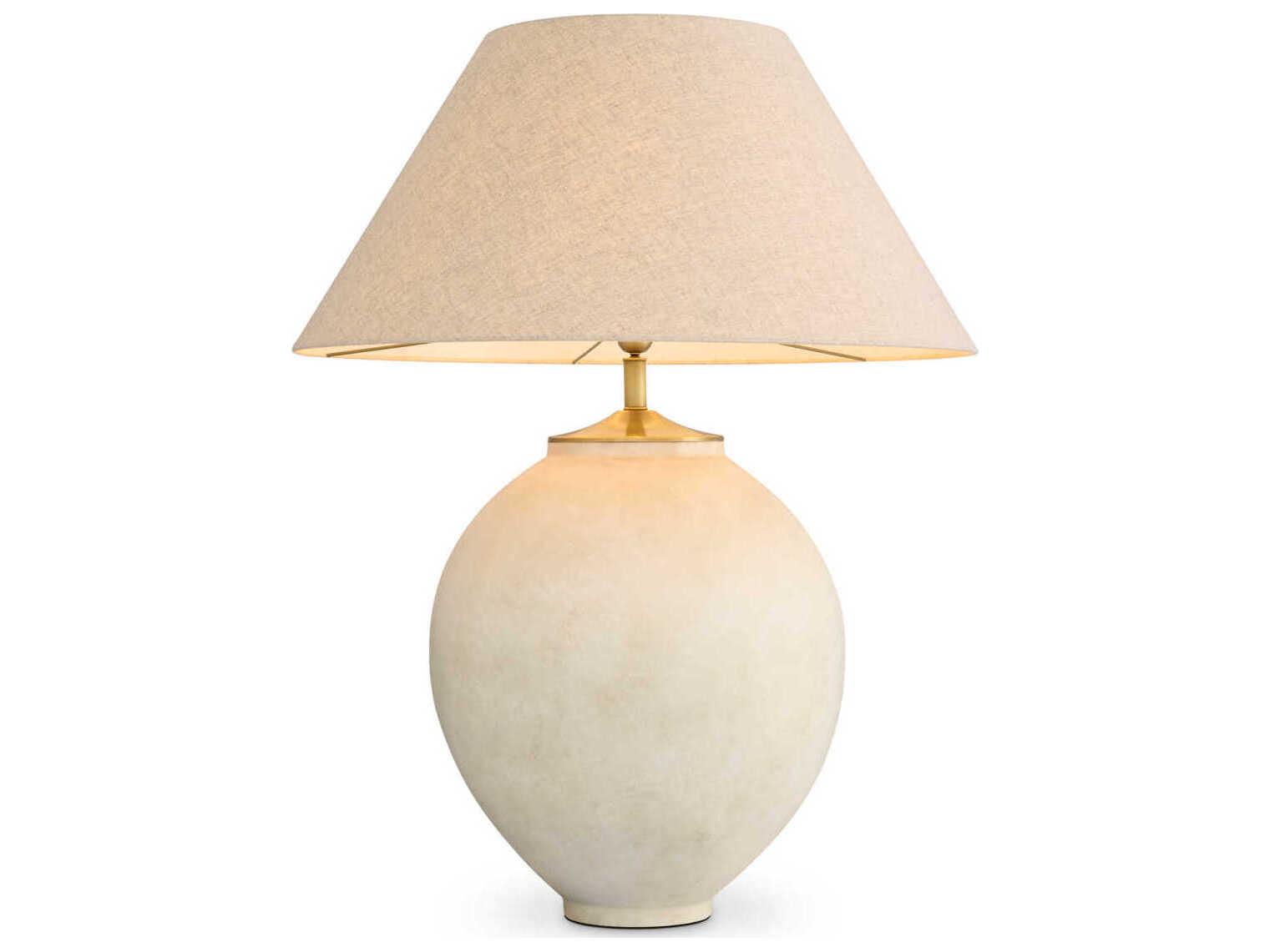 Eichholtz Moon Sand Brushed Brass Off White Table Lamp
