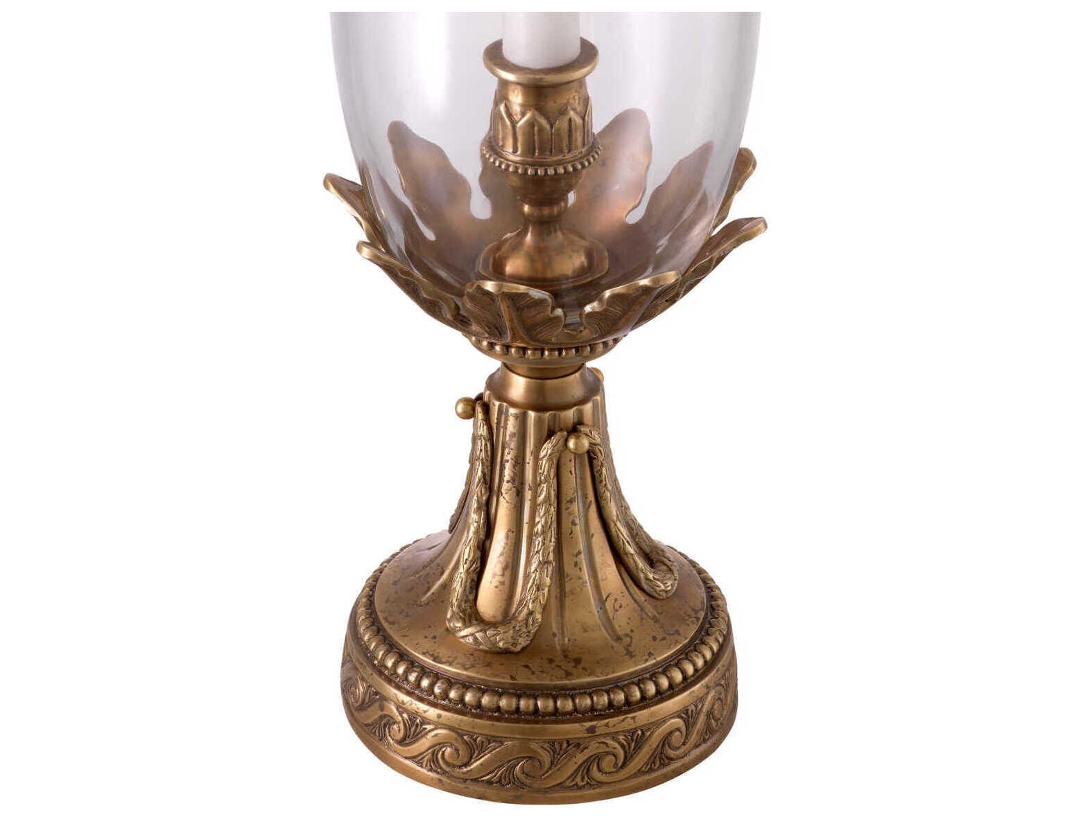 Eichholtz Hurricanes Polished Brass Clear Glass Candle Holder