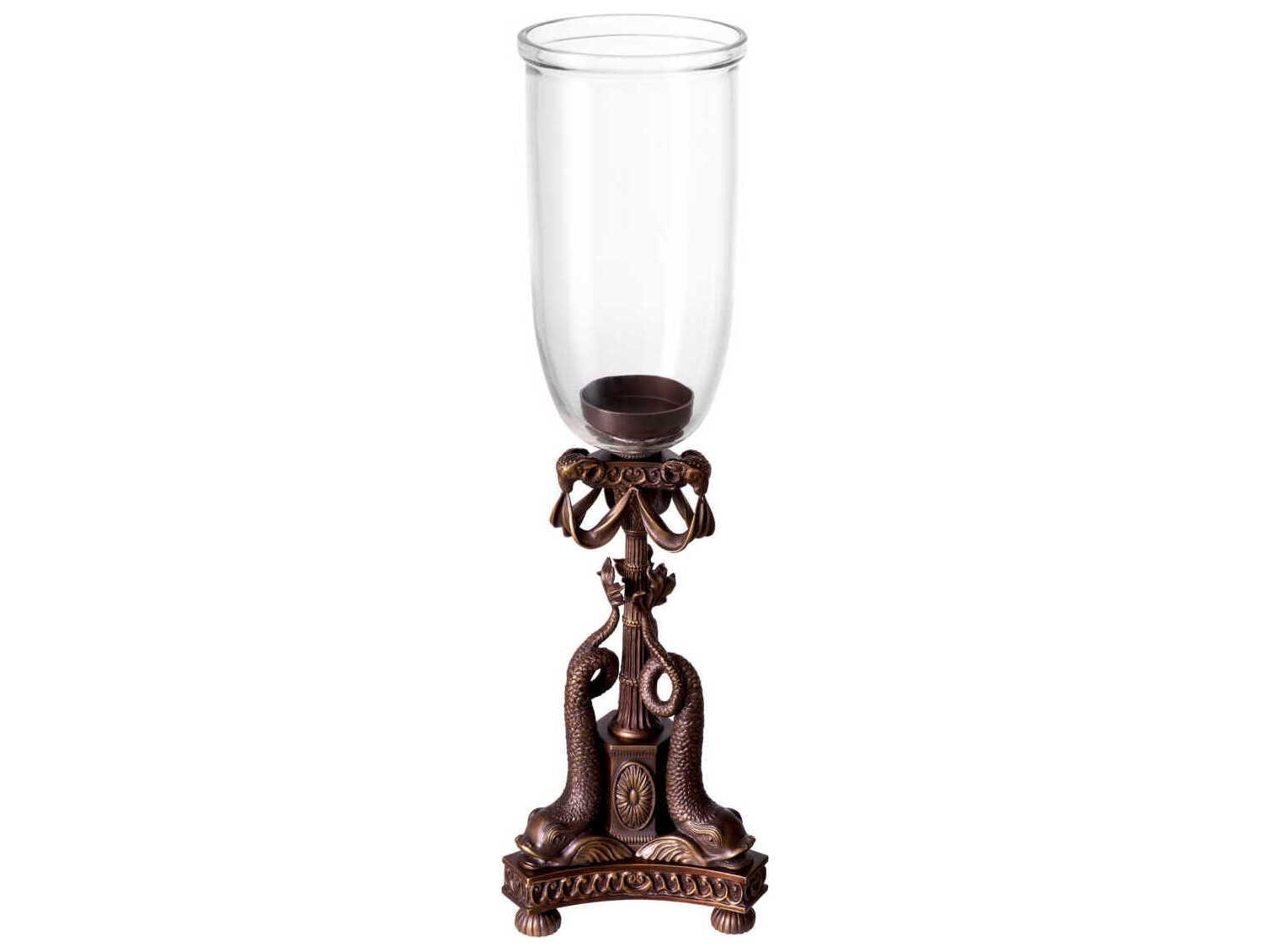 Eichholtz Hurricanes Bronze Highlight Clear Glass Candle Holder