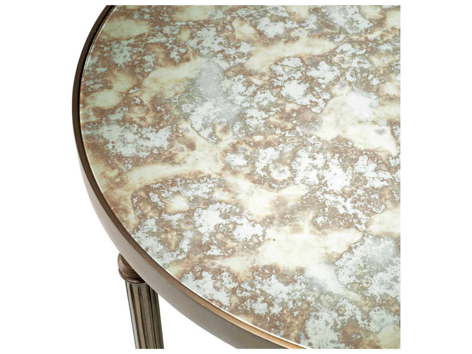 Eichholtz Bowery Round Antique Mirror Glass Bronze Coffee Table