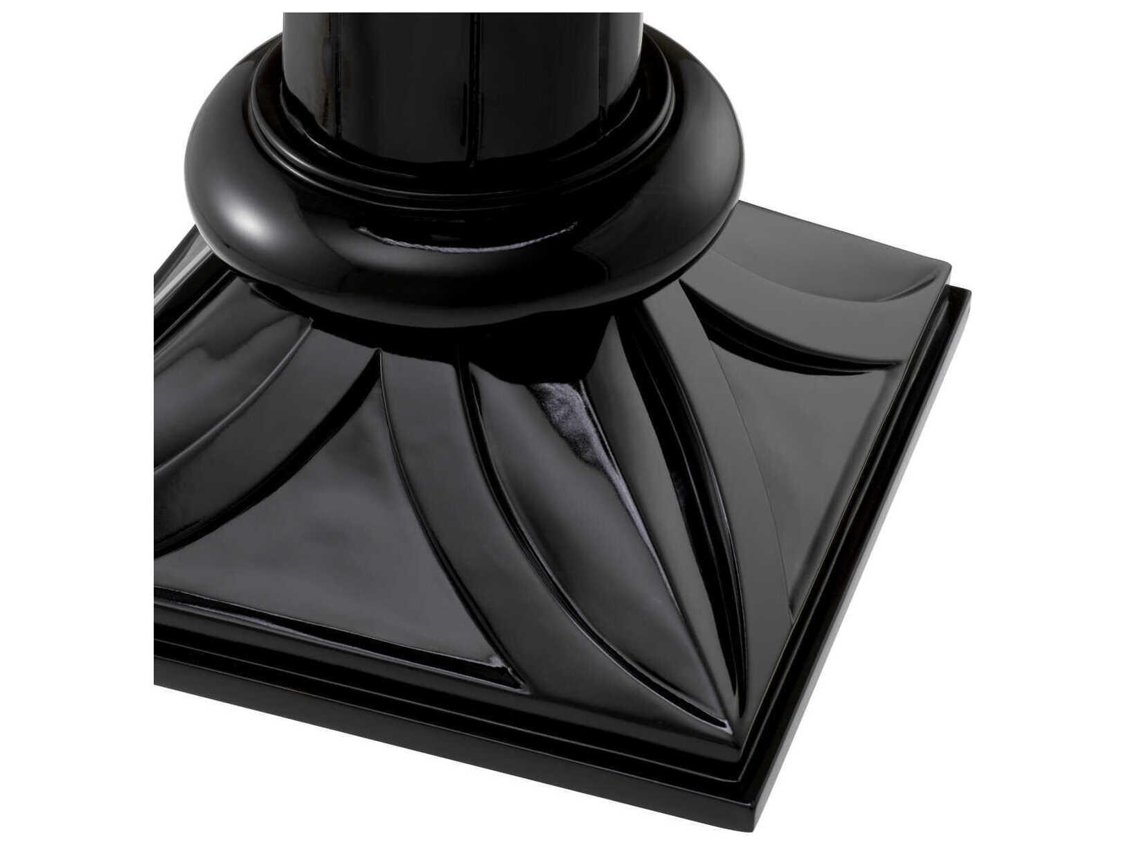 Eichholtz Aswan Round Piano Black Clear Glass Top End Table