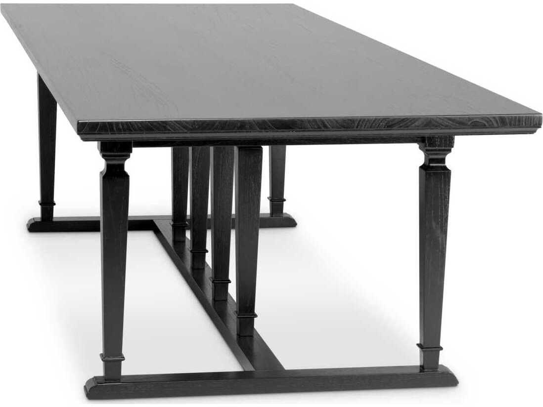 Eichholtz Americana Rectangular Wood Black Veneer Open Grain Dining Table