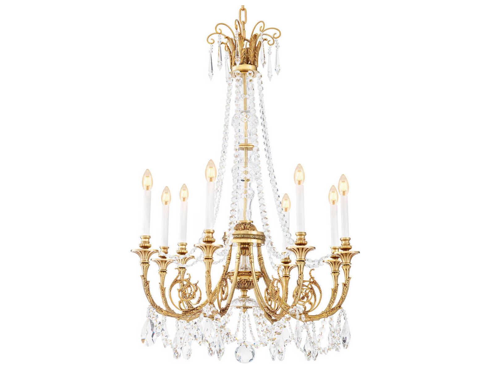Eichholtz Duvaux Antique Gold Traditional Crystal Candelabra Chandelier