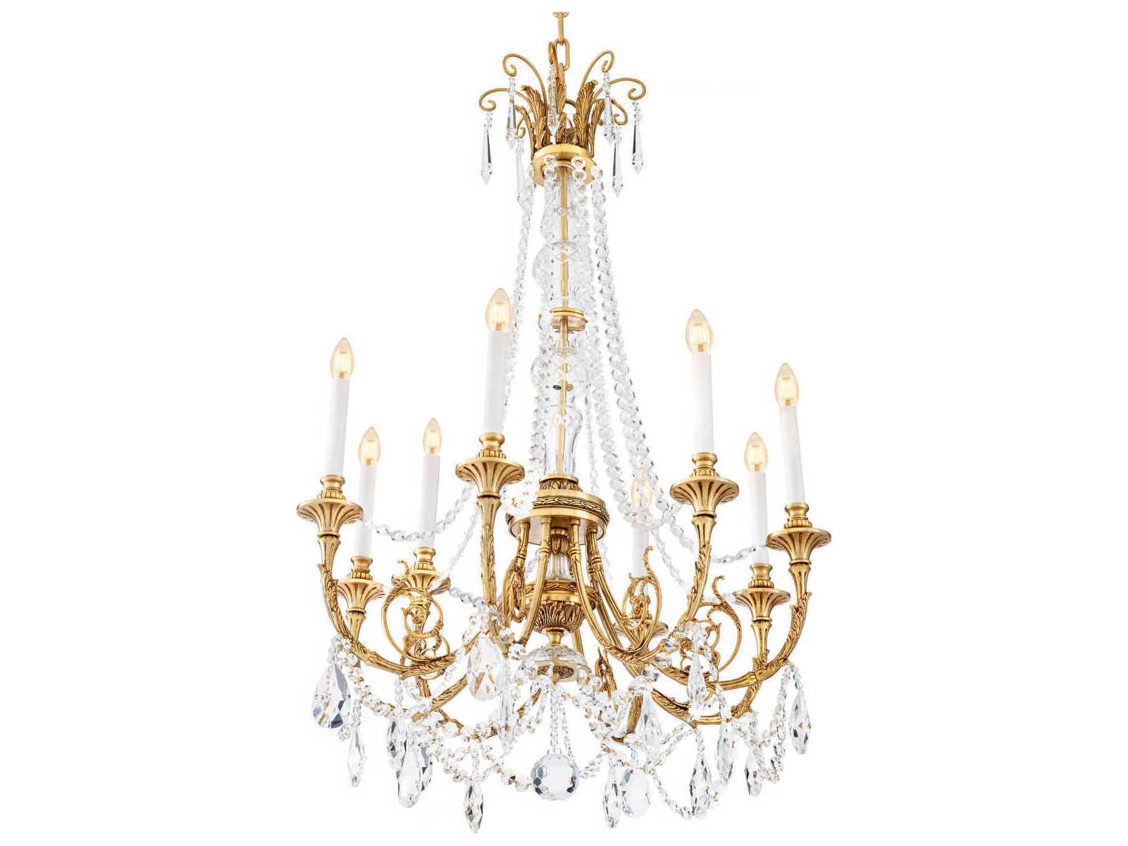 Eichholtz Duvaux Antique Gold Traditional Crystal Candelabra Chandelier