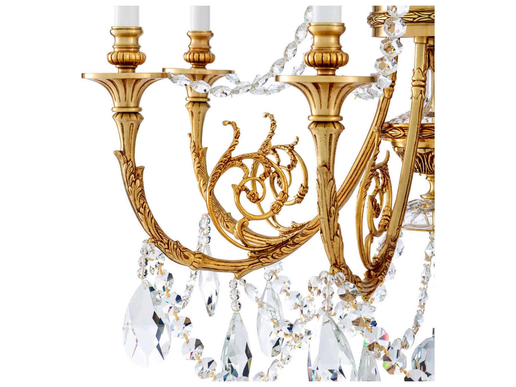 Eichholtz Duvaux Antique Gold Traditional Crystal Candelabra Chandelier