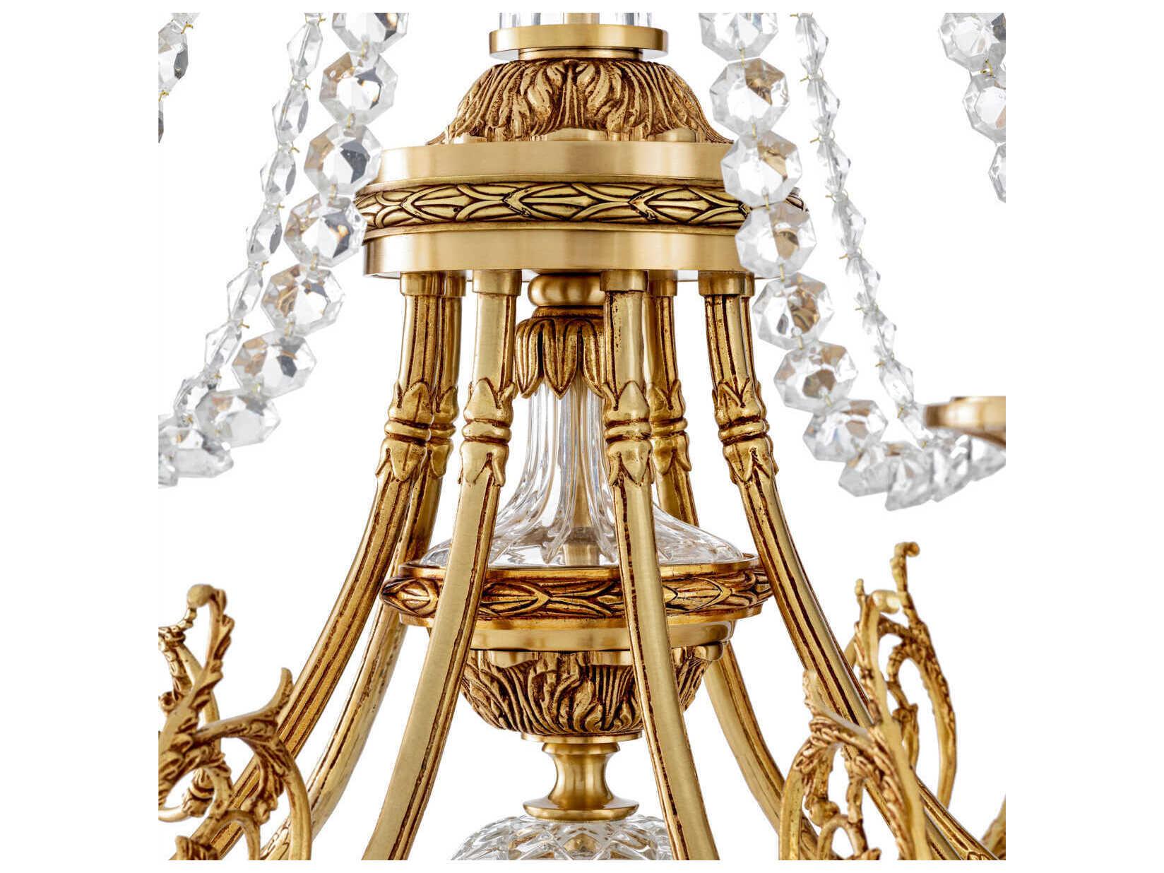 Eichholtz Duvaux Antique Gold Traditional Crystal Candelabra Chandelier