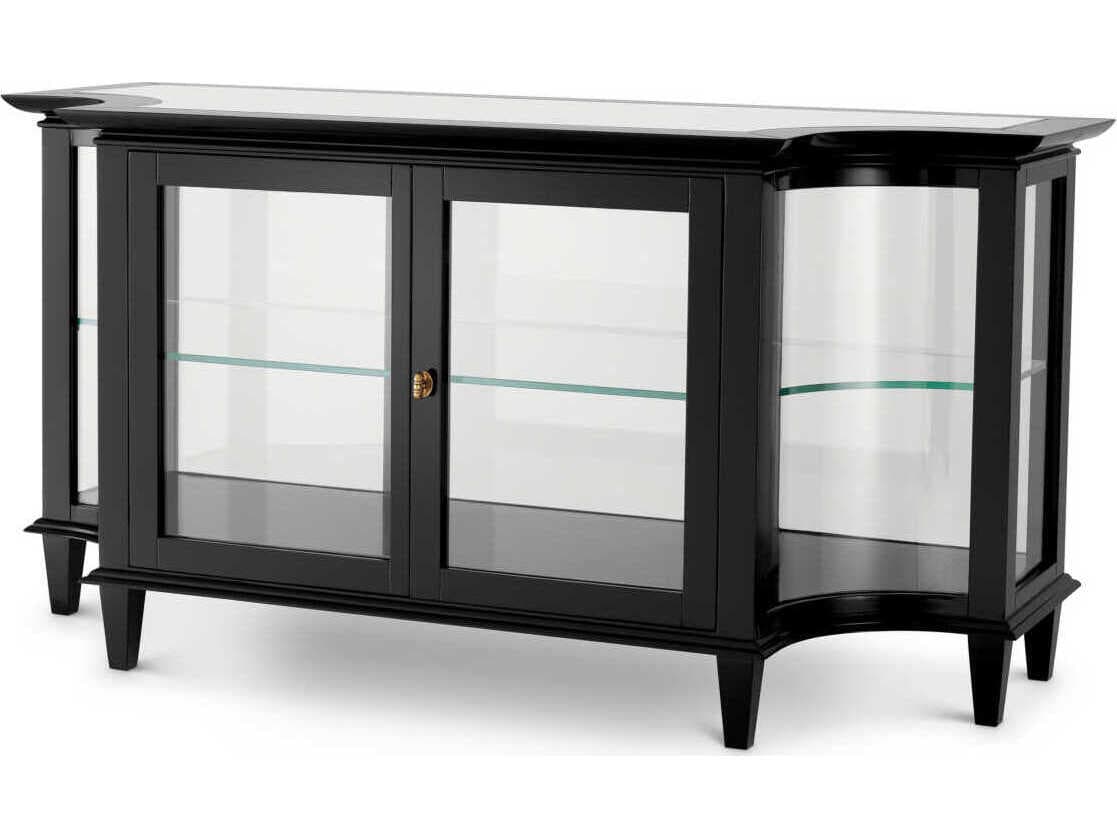 Eichholtz Gala Rectangular Black Clear Glass Console Table