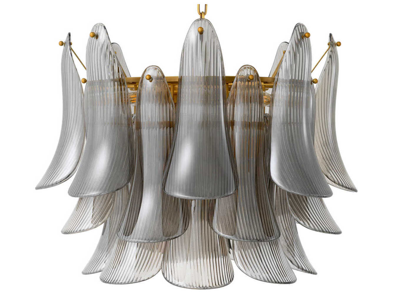 Eichholtz Amun Brushed Brass Smoke Glass Tiered Chandelier
