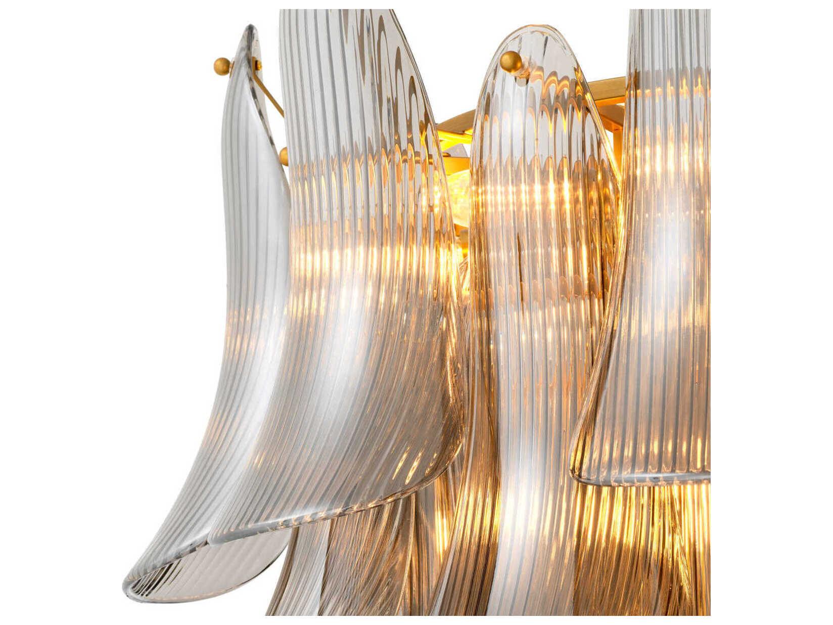 Eichholtz Amun Brushed Brass Smoke Glass Tiered Chandelier