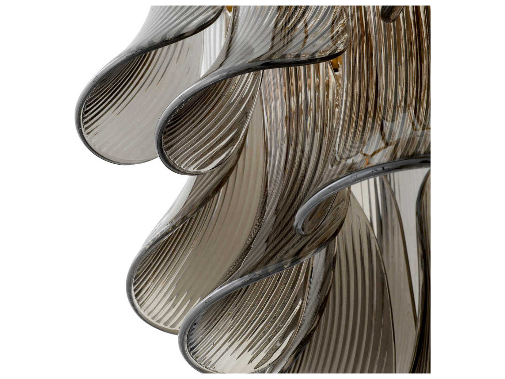 Eichholtz Amun Brushed Brass Smoke Glass Tiered Chandelier