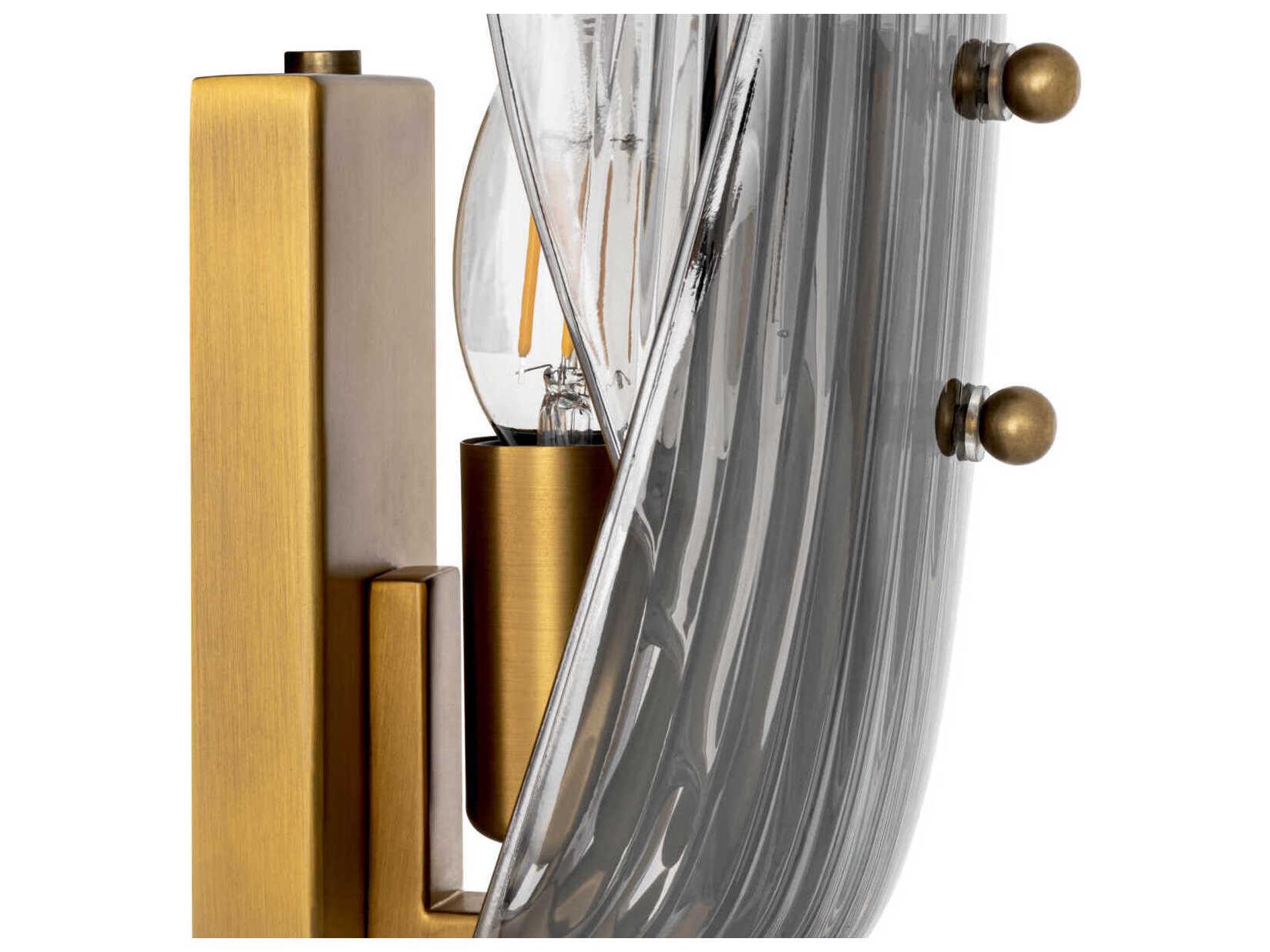 Eichholtz Amun Brushed Brass Smoke Glass Wall Sconce