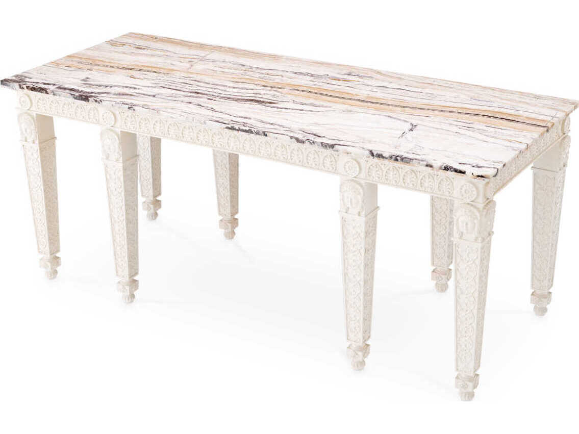 Eichholtz Croome Rectangular Antique White Marble Console Table