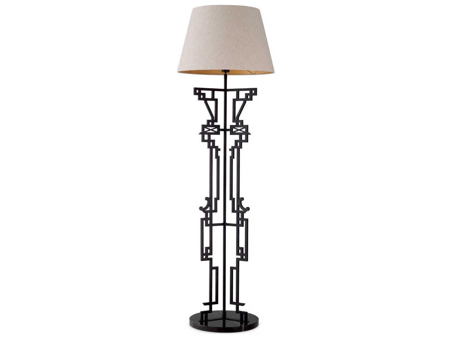 Eichholtz Thomas Matte Black Marble Base Floor Lamp