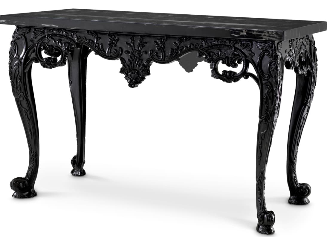Eichholtz Demilune Black X Marble Console Table