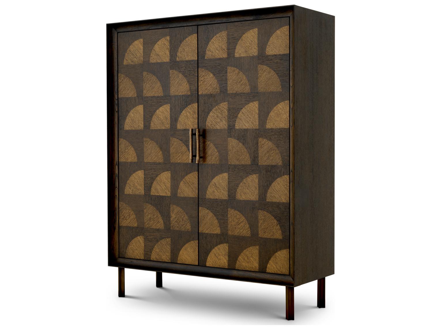 Eichholtz Charcoal Brown Oak Veneer Wood Accent Chest