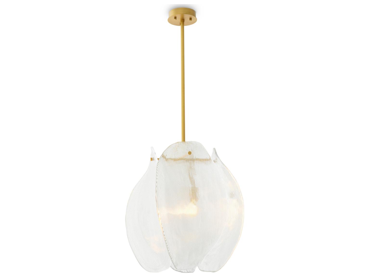 Eichholtz Antique Brass X Clear Glass Pendant