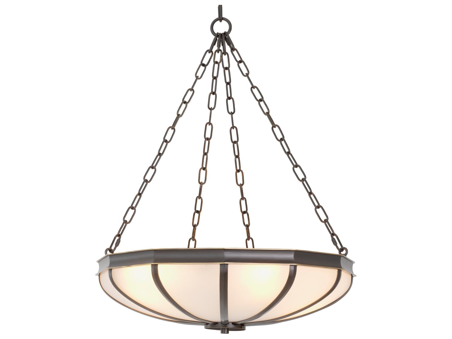 Eichholtz Bronze X White Glass Bowl Chandelier