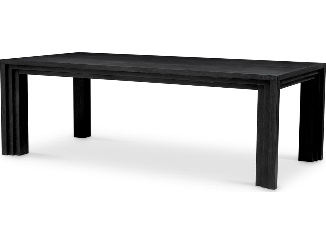 Eichholtz Rectangular Wood Black Open Grain Veneer Dining Table