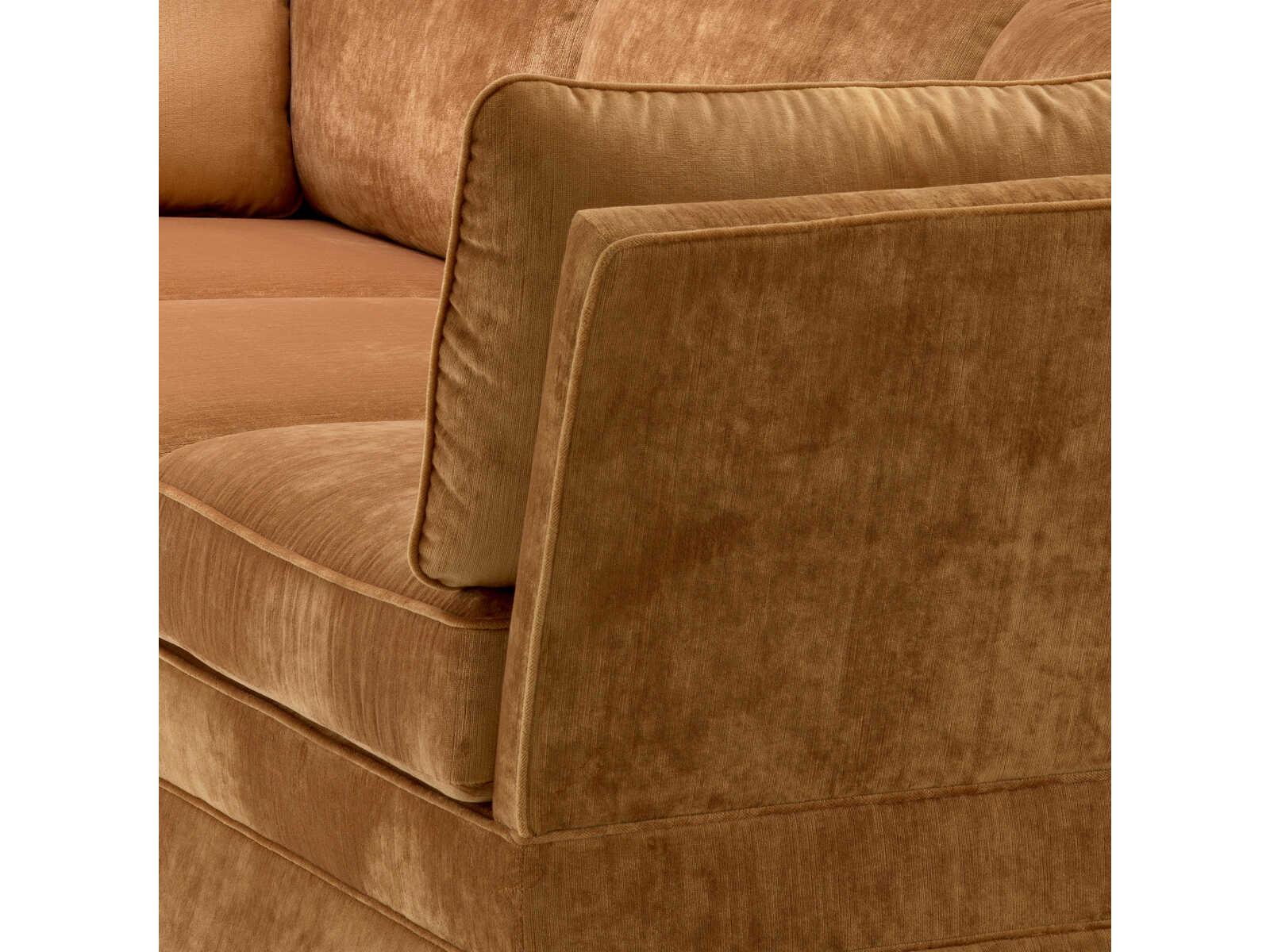 Eichholtz Belvedere Wrey Copper Velvet Brown Upholstered Sofa