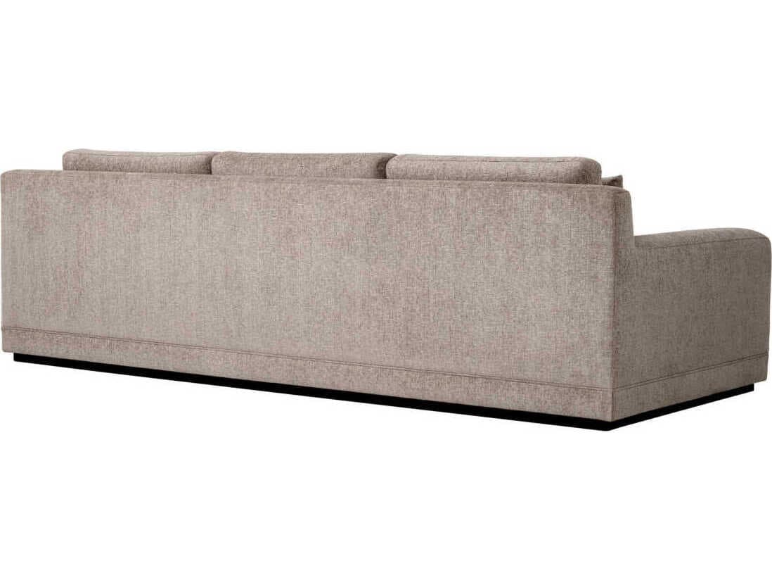 Eichholtz Manhattan Hunt Chenille Taupe Black Base Beige Upholstered Sofa