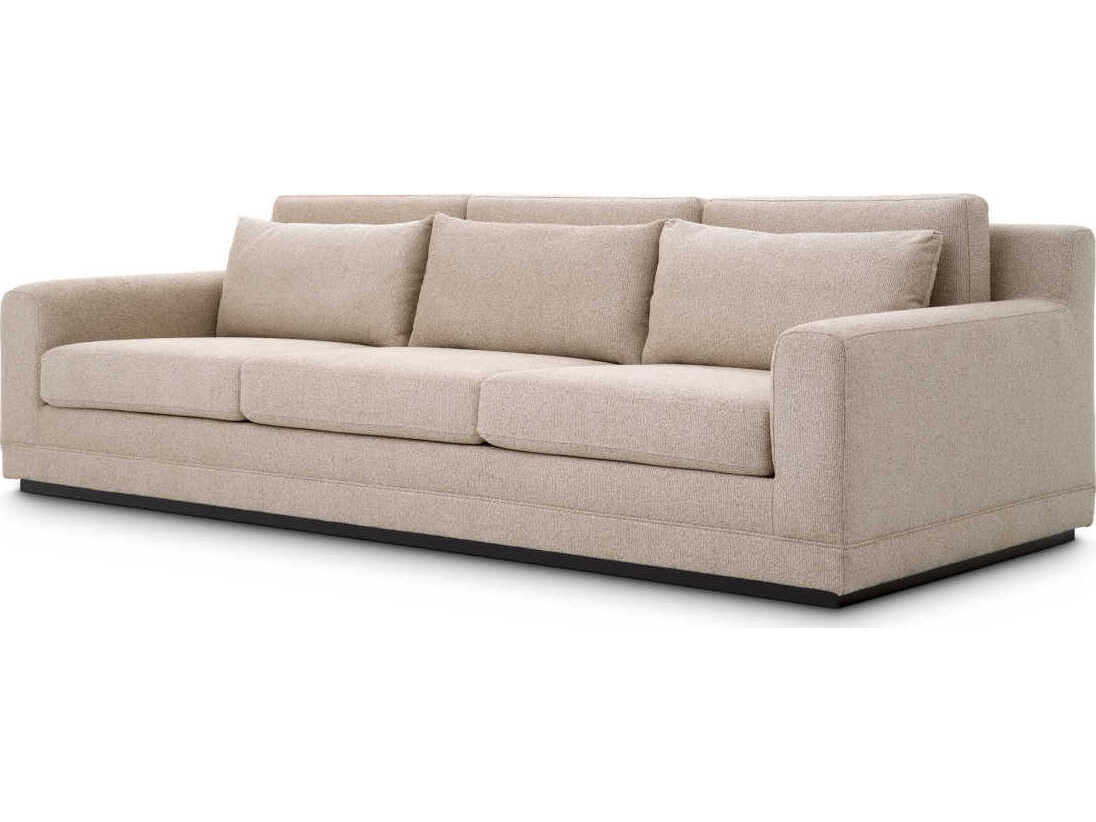 Eichholtz Manhattan Palmer Beige Black Base Upholstered Sofa