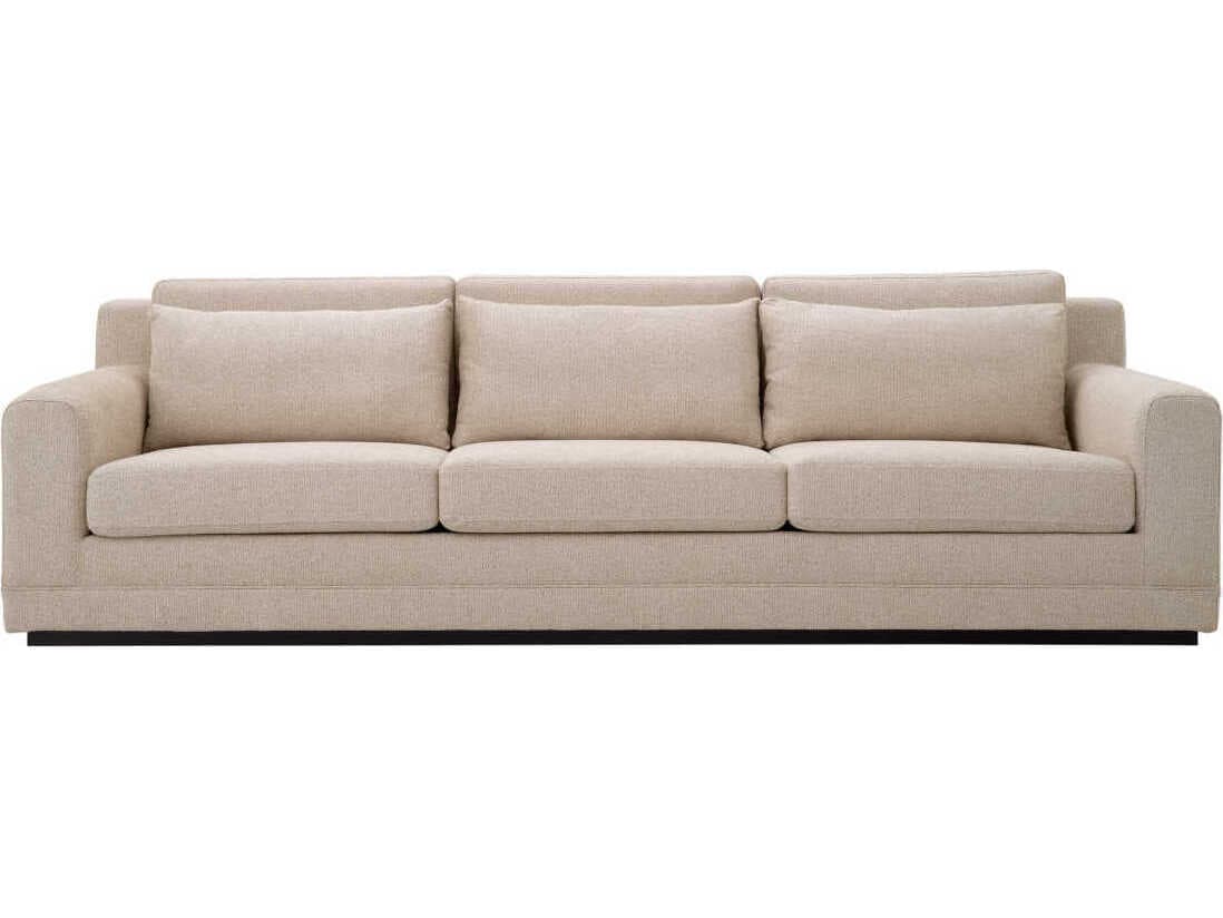Eichholtz Manhattan Palmer Beige Black Base Upholstered Sofa