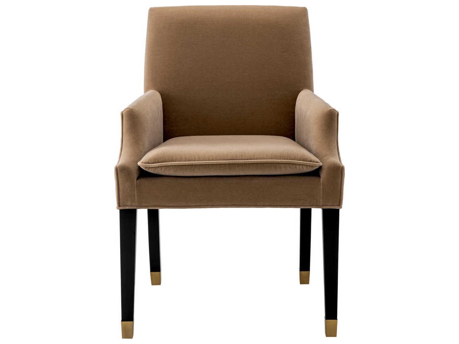 Eichholtz Clayton Hardwood Black Upholstered Arm Dining Chair
