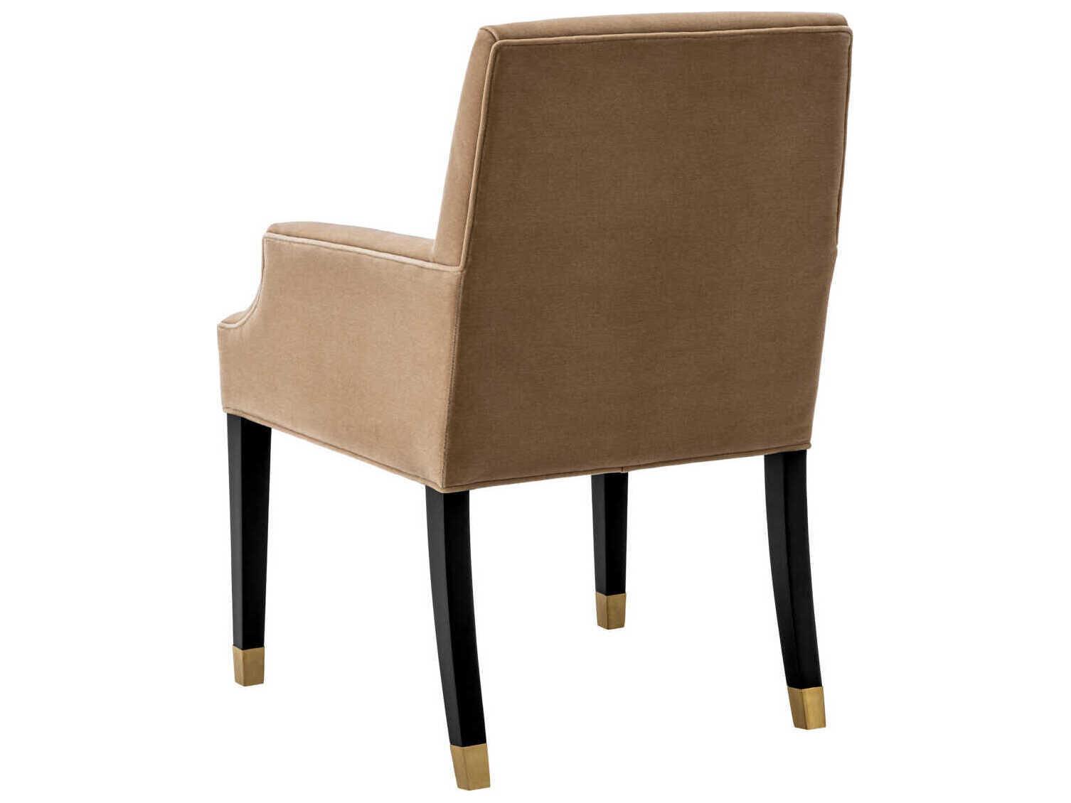 Eichholtz Clayton Hardwood Black Upholstered Arm Dining Chair