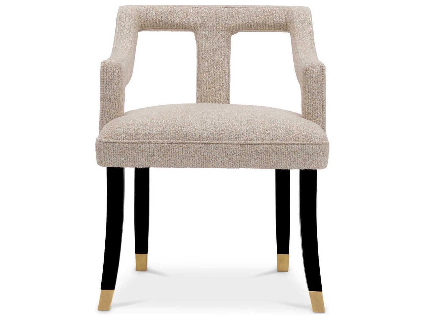 Eichholtz Roumier Beige Upholstered Arm Dining Chair