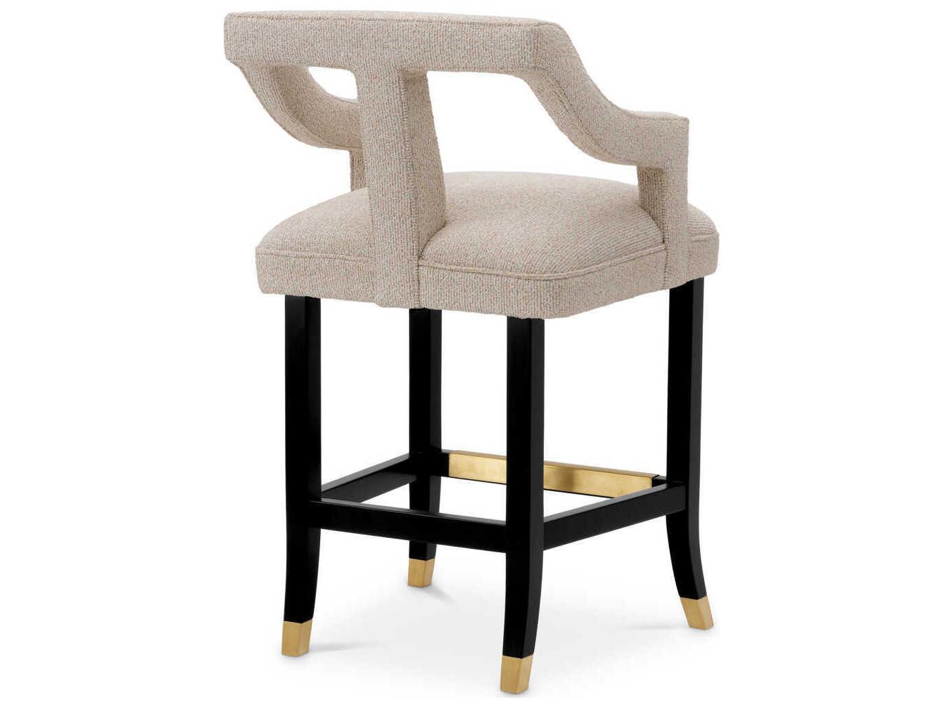 Eichholtz Roumier Palmer Beige Black Legs Upholstered Counter Stool